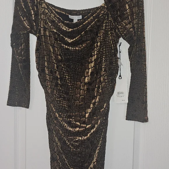 Nordstrom’s Leith brand Beautiful Brown burn out  body con dress size Large - Picture 4 of 5